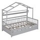 preview thumbnail 8 of 12, Twin Size Wooden House Bed with Trundle and Shelves, Sturdy Pine Frame for Kids, Space-Saving Design