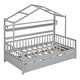 preview thumbnail 8 of 40, Wooden Twin Size House Bed with Trundle,Kids Bed with Shelf, Gray