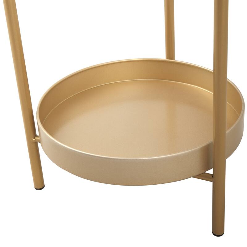 2-Tier Metal Plant Stand with 2 Round Trays