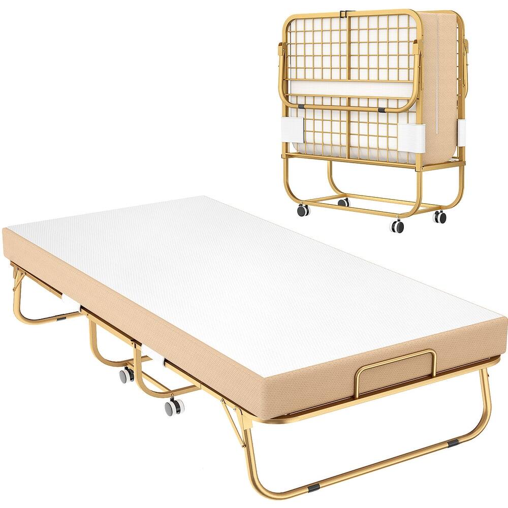 38'' Folding Bed with Mattress, Portable Foldable Bed with Storage Cover
