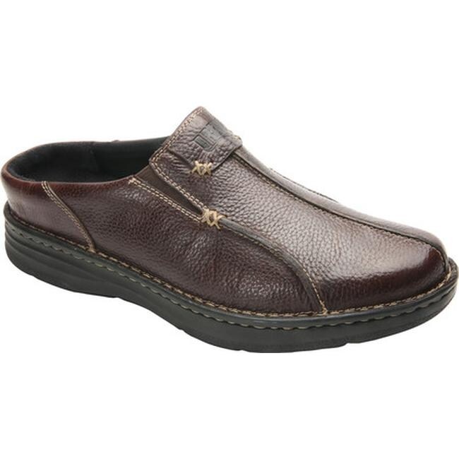 brown leather mule shoes