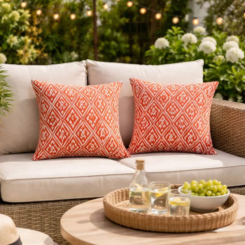 CICI Contemporary Small Pillow With fabric, Red, Set of 2