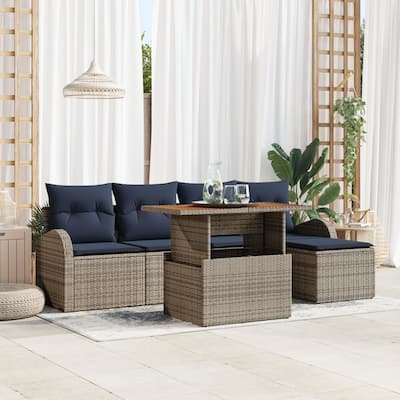 vidaXL 6 Piece Garden Sofa Set with Cushions - 91.7×46.1×27.2
