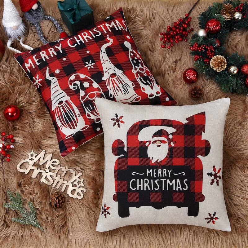 Buffalo Plaid Christmas Pillow Covers, Pillow Cases 18x18 Inch Set of 4