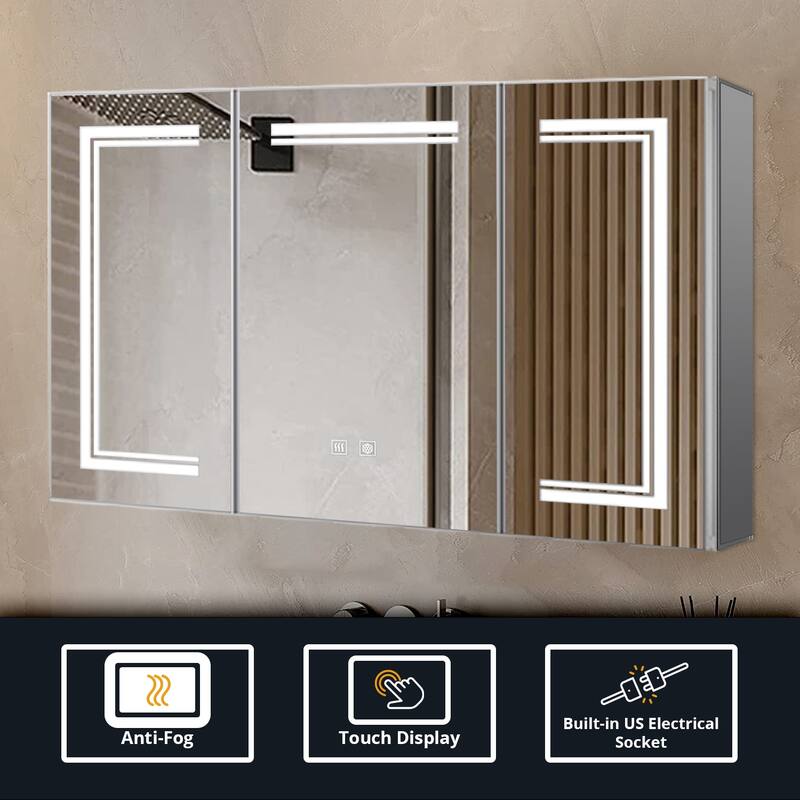 Mesa Surface-Mount LED Mirror Medicine Cabinet with Defogger