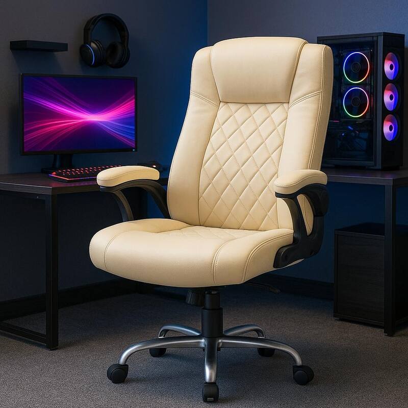 Executive Office Chair w/ Flip-Up Arms & Lumbar Support