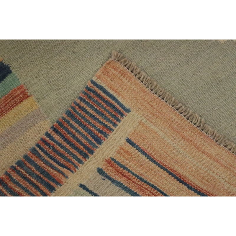 Hand Woven Oriental 100% Wool Carpet Southwestern Tribal Multi-Colored Kilim Area Rug - 6' 9'' X 4' 11''