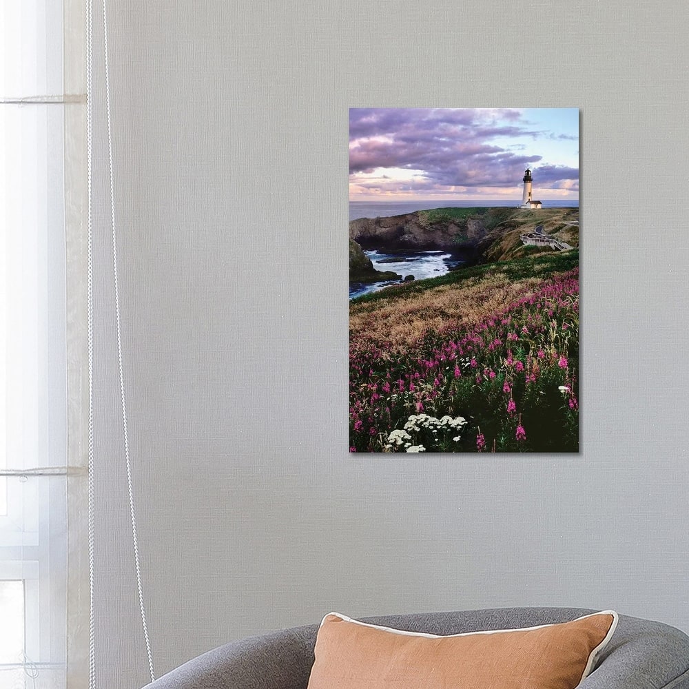 iCanvas "Silhouette of Yaquina Head Lighthouse, Yaquina Head, Lincoln County, Oregon, USA" by Panoramic Images Canvas Print
