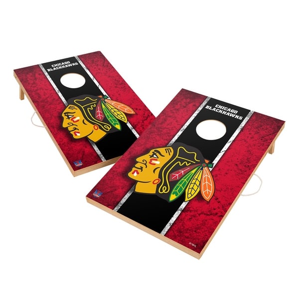 slide 2 of 5, Vintage Chicago Blackhawks NHL Regulation 2x4 Cornhole Set Include Carry Case