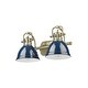 preview thumbnail 2 of 0, Yep by Golden Lighting Duncan 2-light Vanity in Aged Brass and Navy Blue shade