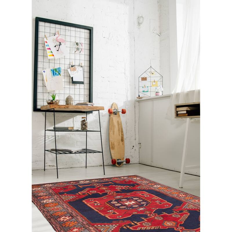 ECARPETGALLERY Hand-knotted Anadol Dark Navy, Red Wool Rug - 4'3 x 6'6