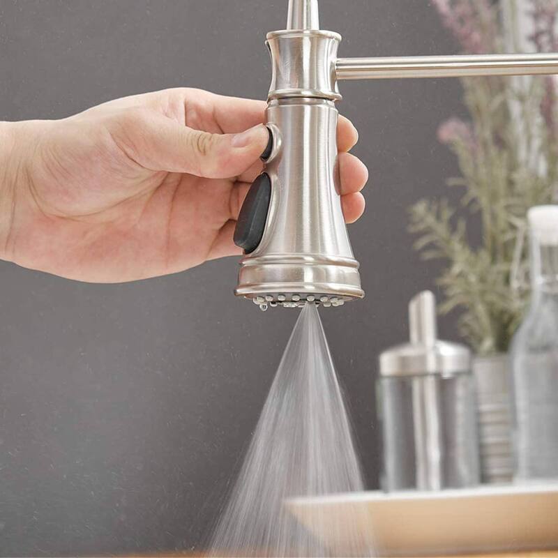 Single Handle Kitchen Sink Faucet With Pull Down Sprayer Commercial Kitchen Faucet One Hole Spring High Arc Gooseneck Bar Faucet