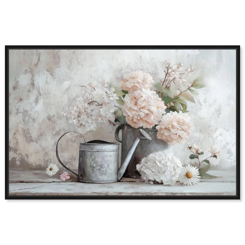 Can and White Blooms Canvas by Art Remedy - Black - 30" x 20"