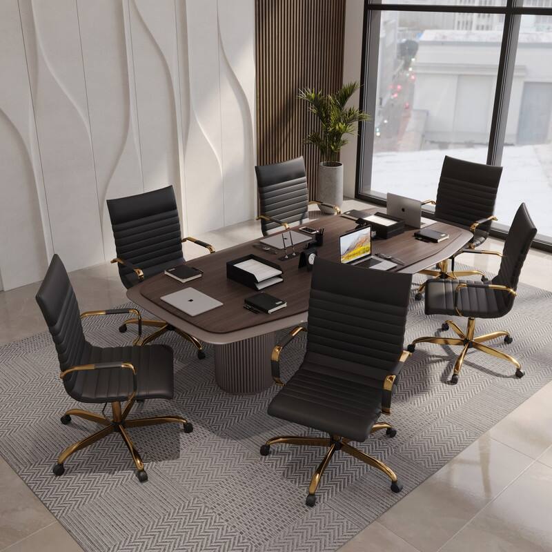 LeisureMod Harris Leatherette Office Chair With Gold Frame - Grey - 23"Dx23"Wx46"H