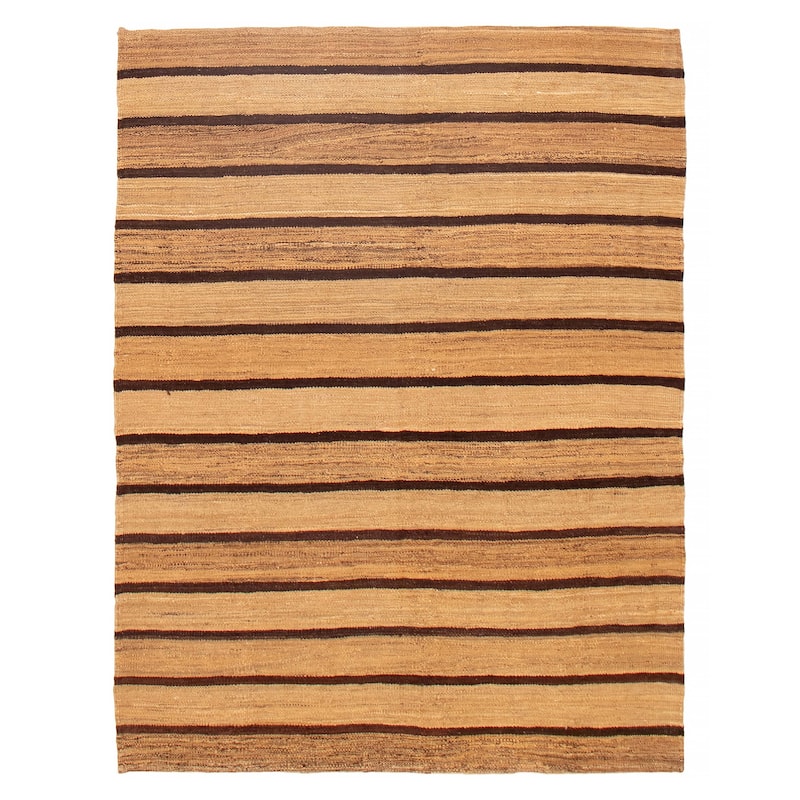 ECARPETGALLERY Flat-Weave Boho Tan Wool Kilim - 4'11 x 6'5 - Tan - 4'11 x 6'5