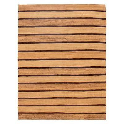 ECARPETGALLERY Flat-Weave Boho Tan Wool Kilim - 4'11 x 6'5