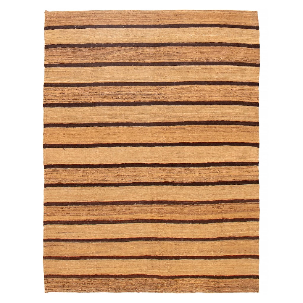 ECARPETGALLERY Flat-Weave Boho Tan Wool Kilim - 4'11 x 6'5