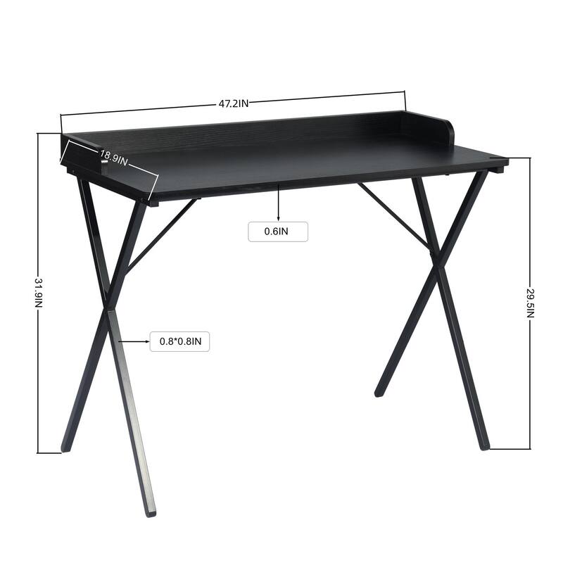 Homy Casa Modern Black Computer Desk, Metal Legs Office Writing Table