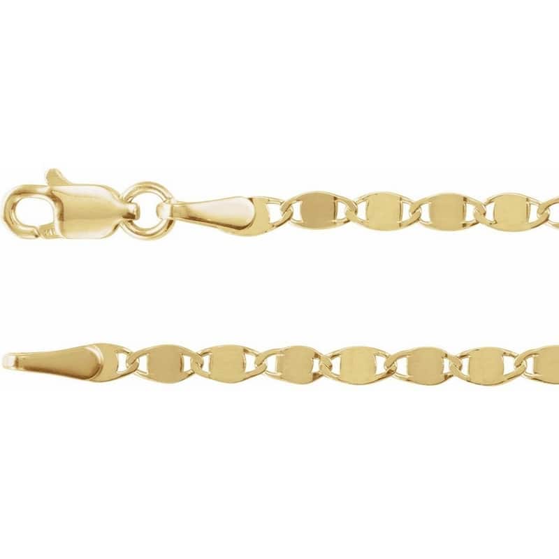 Curata 14k Yellow Gold 2.7mm Mirror Link Chain (Lobster)