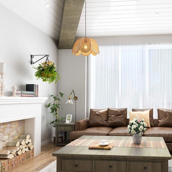 Natural woven light fixture on sale
