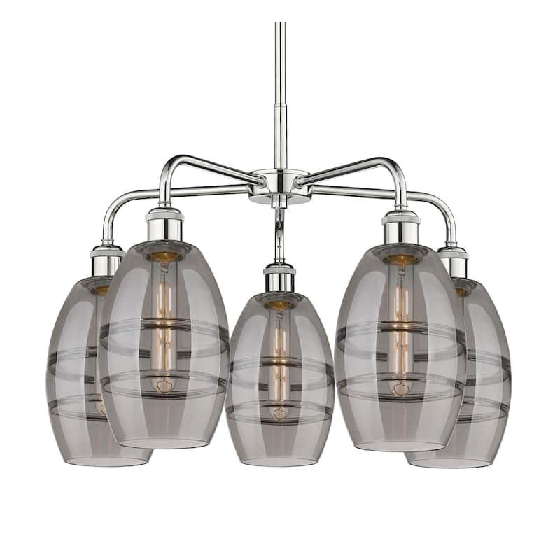 Innovations Lighting 516-5CR-14-24 Vaz Chandelier Vaz 5 Light 24" Wide - Polished Chrome / Smoked