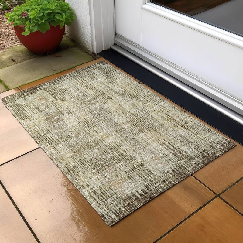 Machine Washable Indoor/ Outdoor Chantille Abstract Ombre Rug - Brown - 1'8" x 2'6"