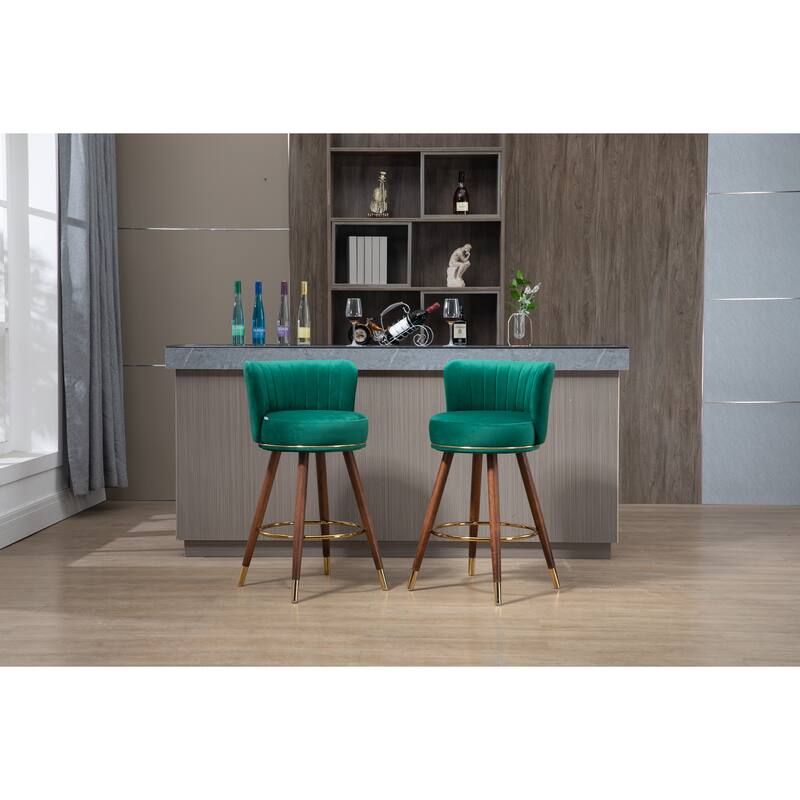 Counter Height Bar Stools Set of 2 for Kitchen Counter Solid Wood Legs