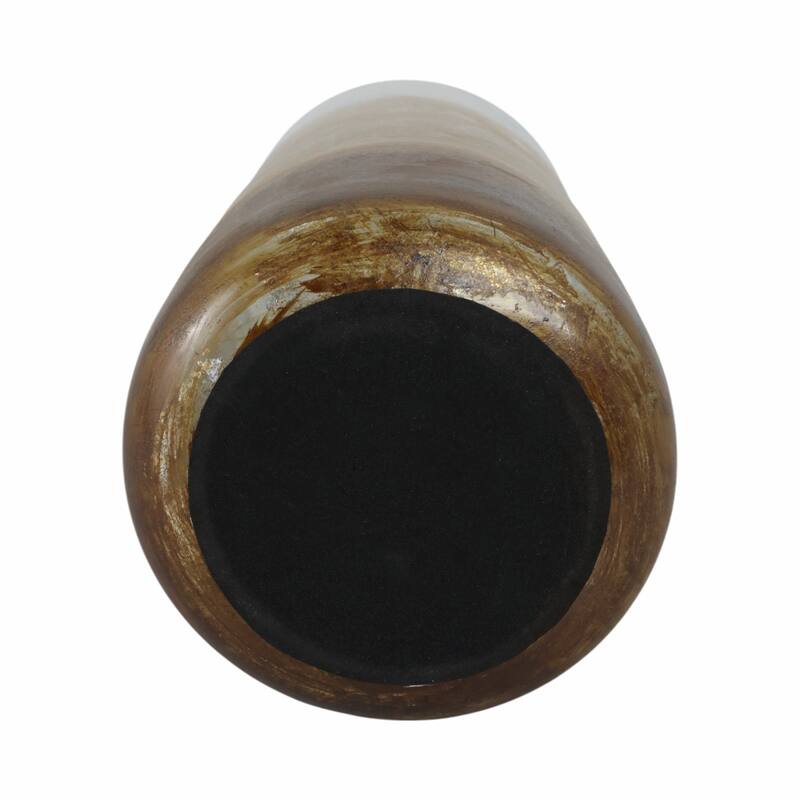 Modern Glam Glass Vase Metallic Textured Neck and Smooth Tapered Body
