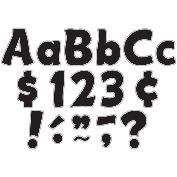 (3 Pk) Black & Silver Funtastic Font 4In Letters Combo Pk