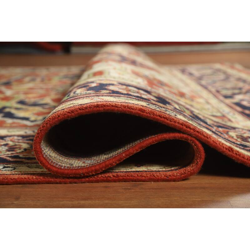 Geometric Medallion Heriz Serapi Indian Rug Hand-Knotted Wool Carpet - 8'10" x 12'0"