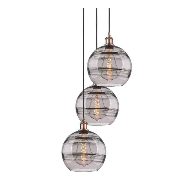 Innovations Lighting 113B-3P-36-17 Rochester Pendant Rochester 3 Light - Antique Copper / Smoked