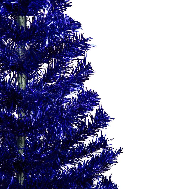 Artificial Tinsel Christmas Tree - 3' - Deep Blue - Unlit - 3 Foot