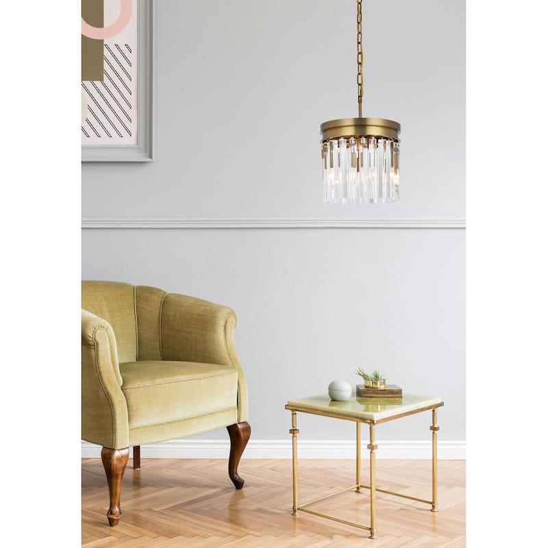 Indigo Home round crystal pendant in satin gold