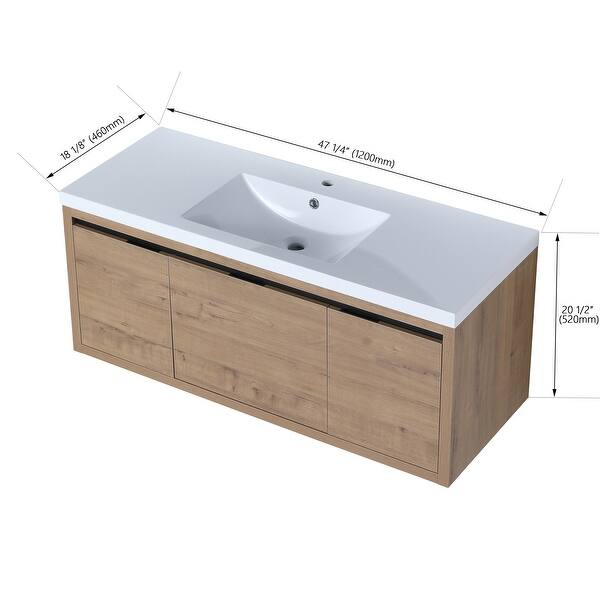dimension image slide 8 of 13, Beingnext 24"/30"/48" Bathroom Vanity with Sink, Floating Bathroom Vanity With Soft Close Door