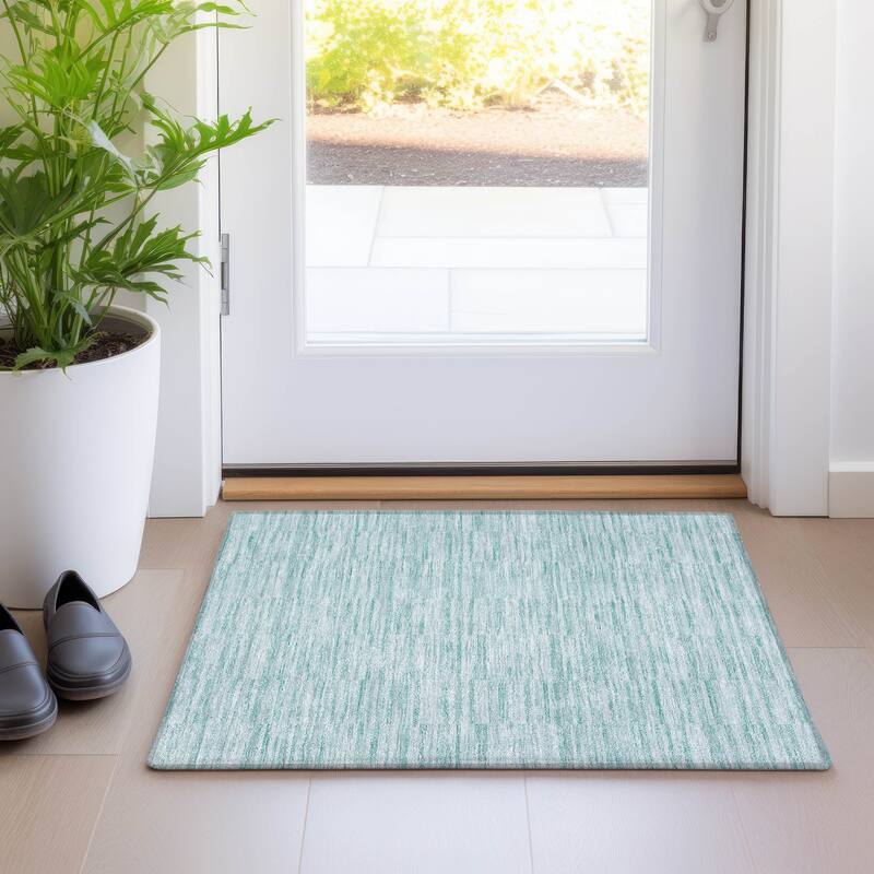 Machine Washable Indoor/ Outdoor Chantille Contemporary Blocks Rug