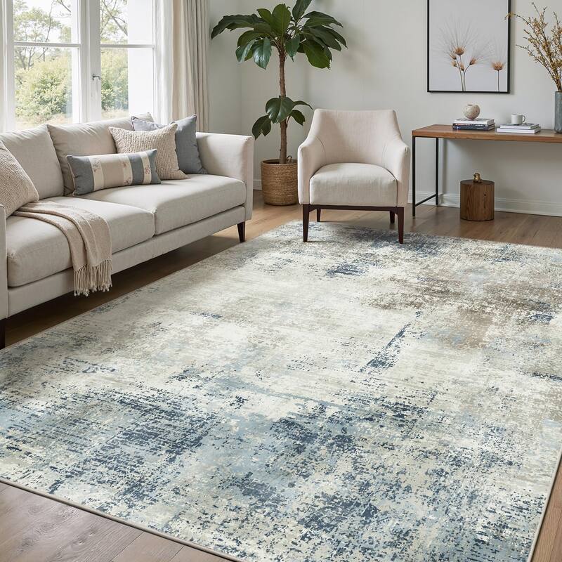 Mcow Modern Abstract Machine Washable Low Pile Area Rugs - 8'X10'
