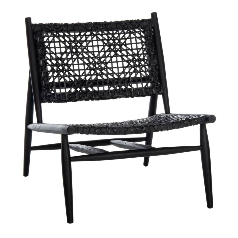 SAFAVIEH Bandelier Open Leather Weave Squared Accent Chair. - 26" W x 32" D x 31" H
