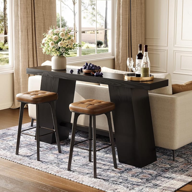 70.8-Inch Black MDF Entryway Table, Modern Sofa Table Behind Couch with Sturdy Legs