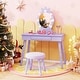 preview thumbnail 22 of 28, Costway Kids Vanity Set Princess Vanity Table & Chair Set with Lighted - See Details Purple