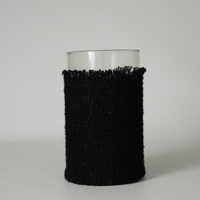 Textured Glass Votive Candle Holder - 10" - Gray
