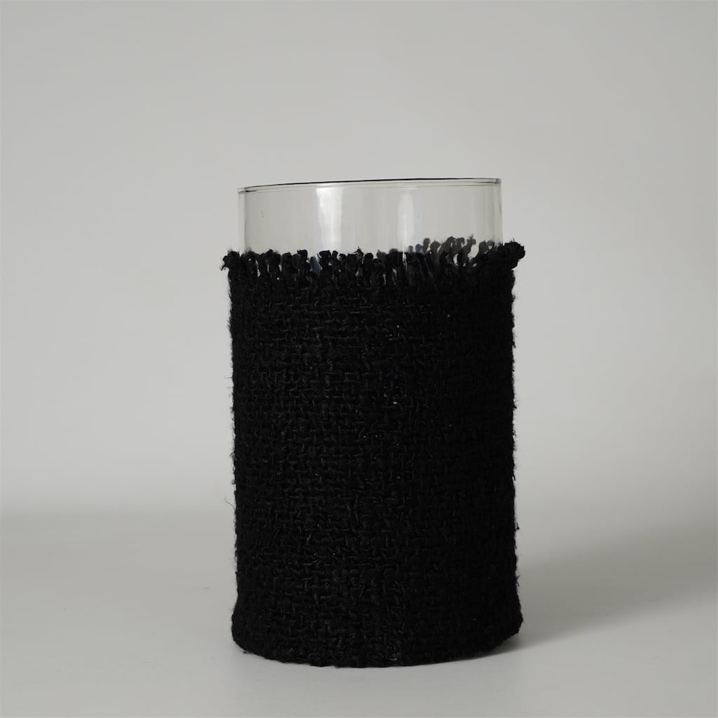 Woven Glass Votive Candle Holder - 10" - Gray