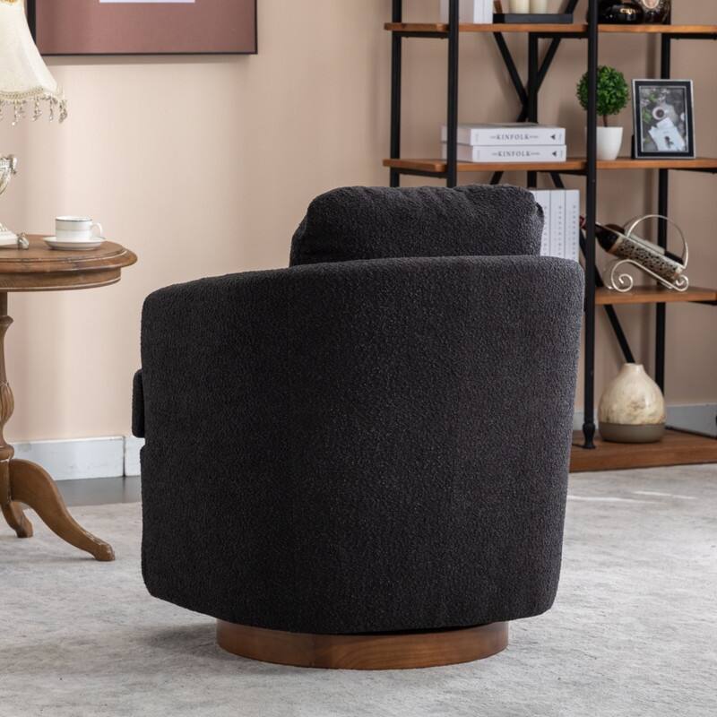 22.6" Seat Width Boucle Fabric 360 Degree Rotatable Swivel Chair Leisure Chair with Pillow