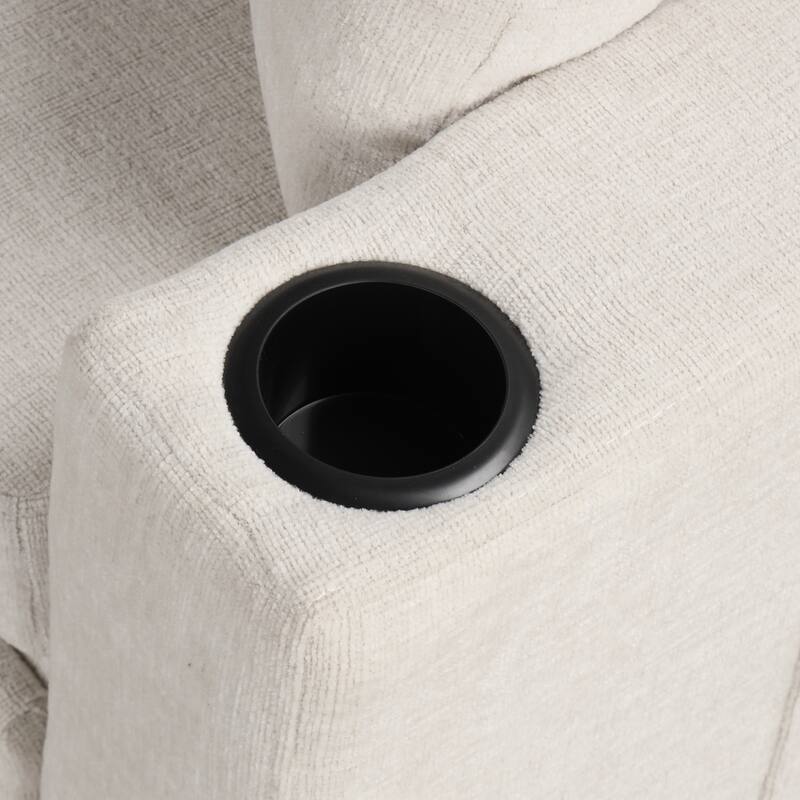 108.7" Convertible U-shaped Beige Chenille Sofa Bed for Living Room