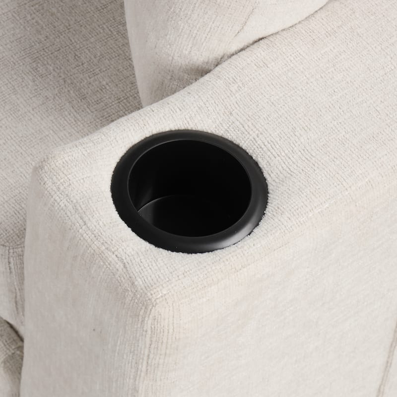 Convertible Sectional Sofa with Pull-out Sofa Bed and Dual Cup Holders