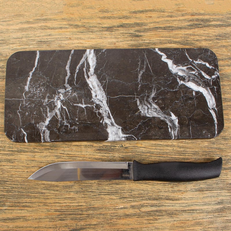 Novica Handmade Elegant Veins Marble Cheese Board