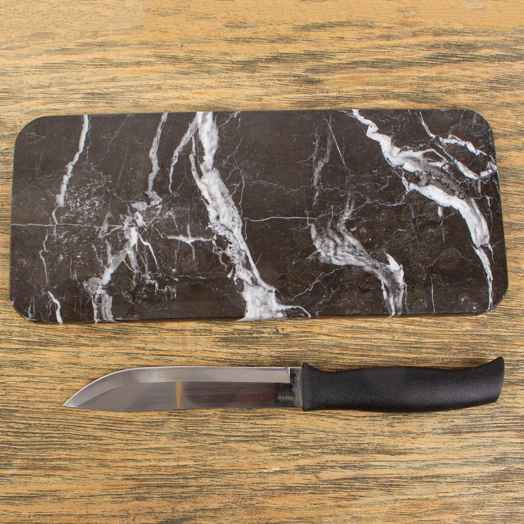 Novica Handmade Elegant Veins Marble Cheese Board