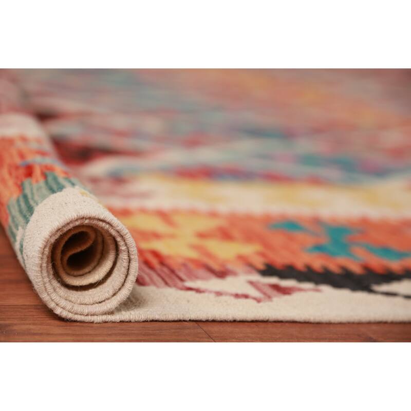 Reversible Kilim Area Rug Hand-Woven Oriental Wool Carpet - 10'3"x 12'6"