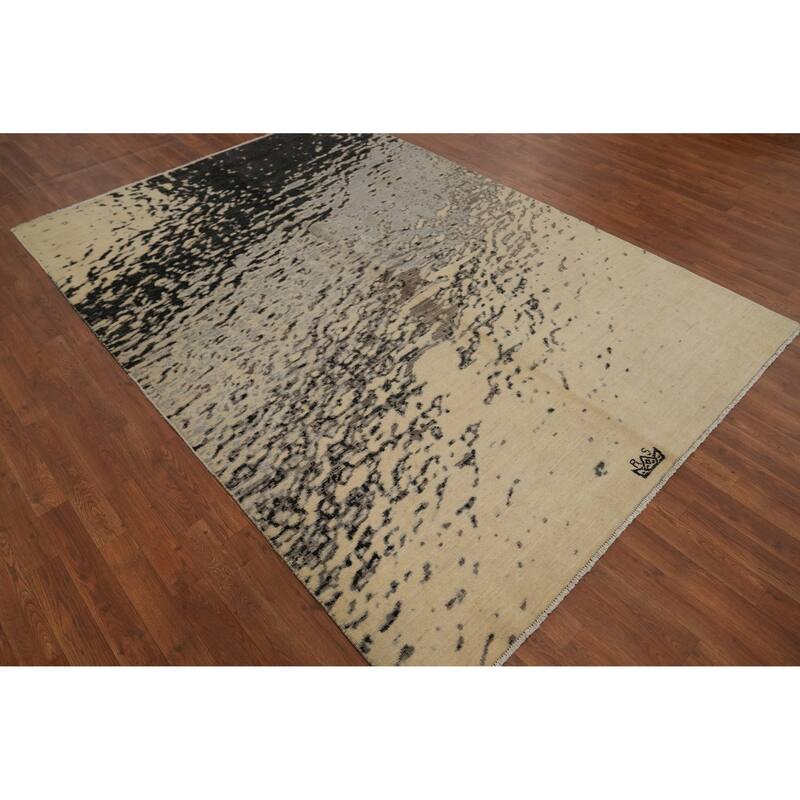 Hand Knotted Modern Wool Multi-Colored Abstract Area Rug - 8' 6'' X 6' 1''
