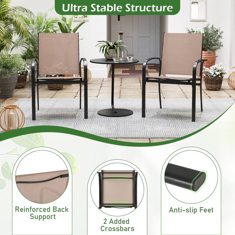Gymax Outdoor Dining Chairs Set of 4 w/ Breathable Fabric Armrests