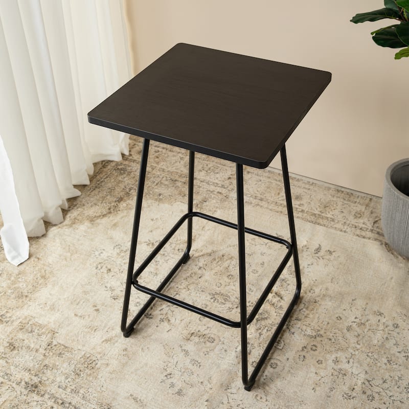 Glitzhome 41"H Industrial Modern Square Wood Top Bar Height Pub Tables